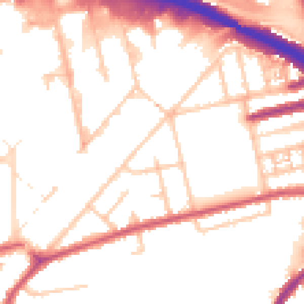 Daytime road noise heatmap for W3 0AQ