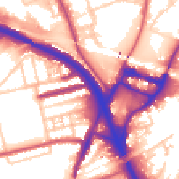 Daytime road noise heatmap for W3 0BL