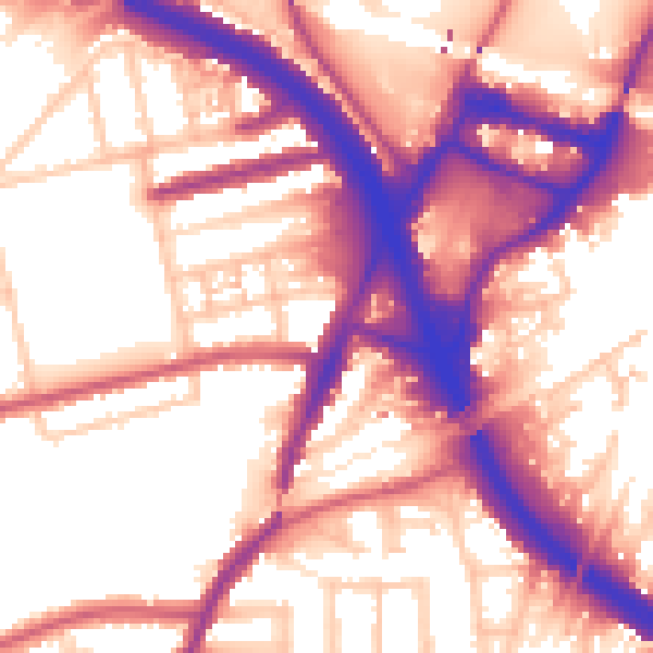 Daytime road noise heatmap for W3 0BX