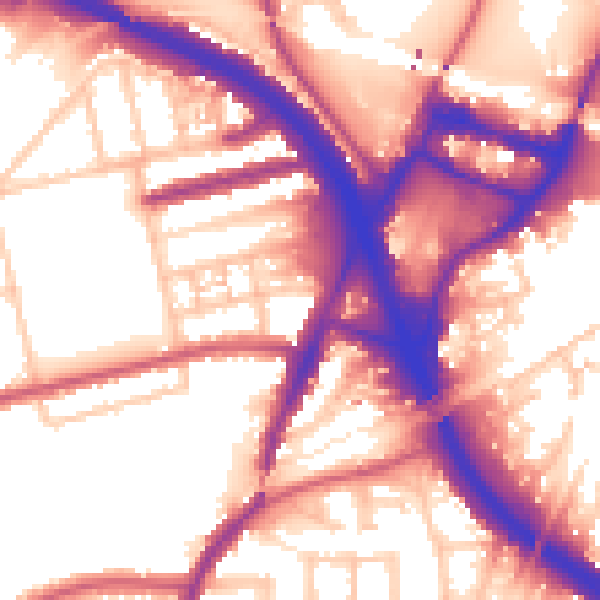 Daytime road noise heatmap for W3 0DA