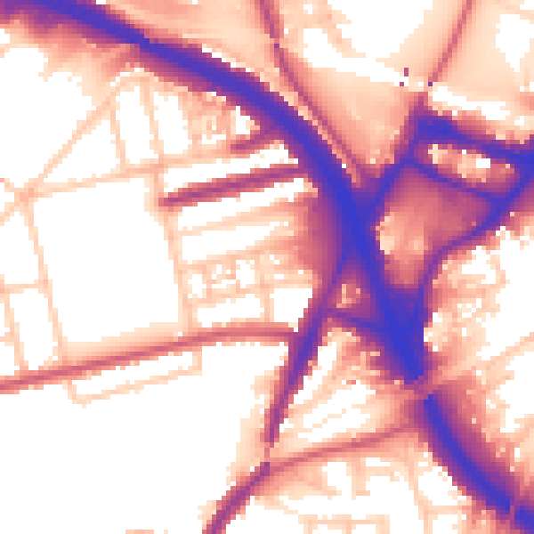 Daytime road noise heatmap for W3 0DG