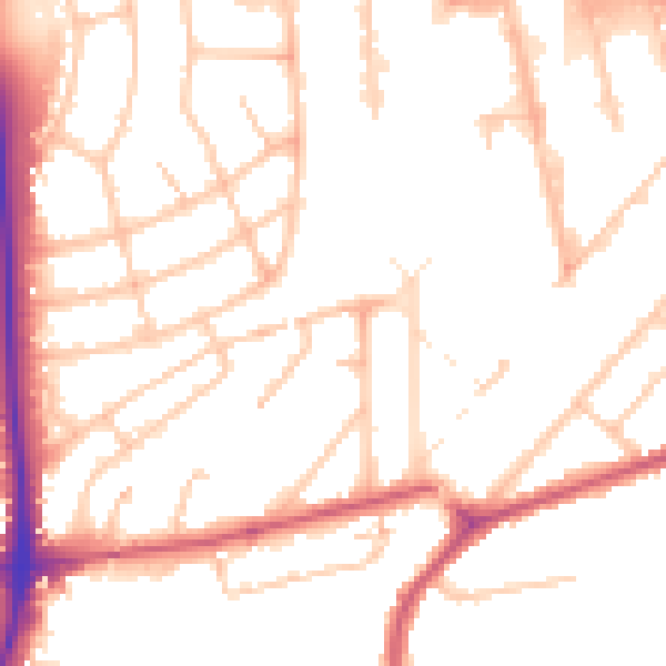 Daytime road noise heatmap for W3 0EA