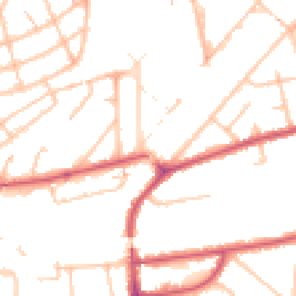 Daytime road noise heatmap for W3 0LY