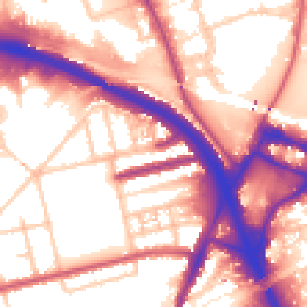 Daytime road noise heatmap for W3 0PW