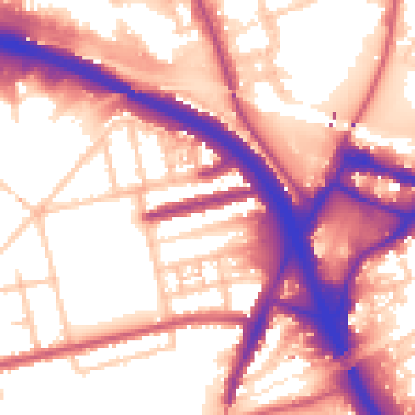 Daytime road noise heatmap for W3 0PY