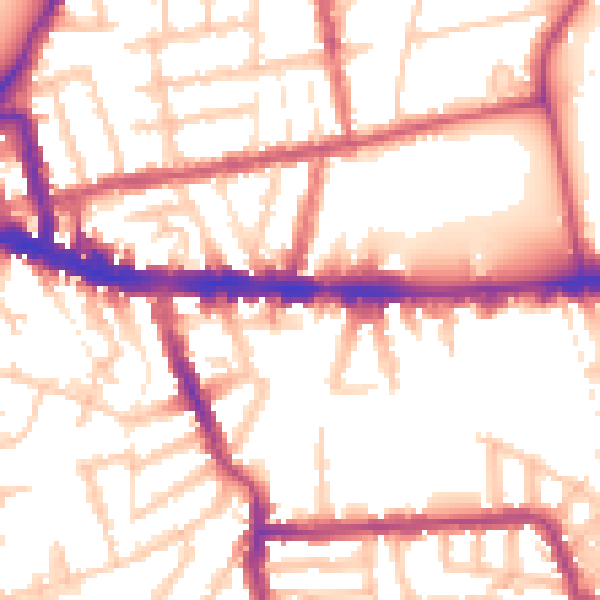 Daytime road noise heatmap for W3 6NG