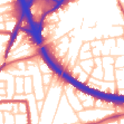 Daytime road noise heatmap for W3 6YJ