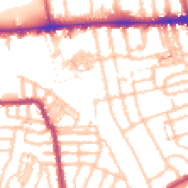 Daytime road noise heatmap for W3 7FW