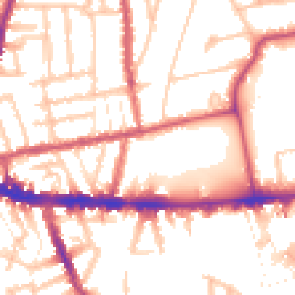 Daytime road noise heatmap for W3 7QF