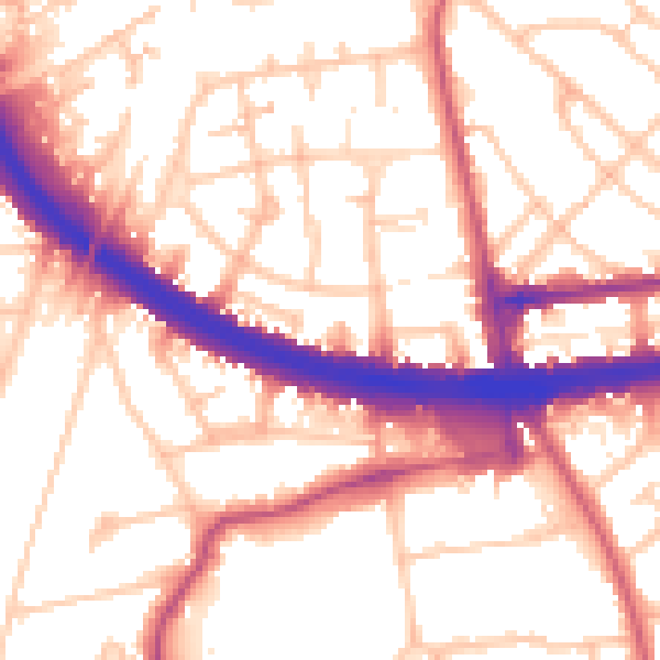 Daytime road noise heatmap for W3 7UA