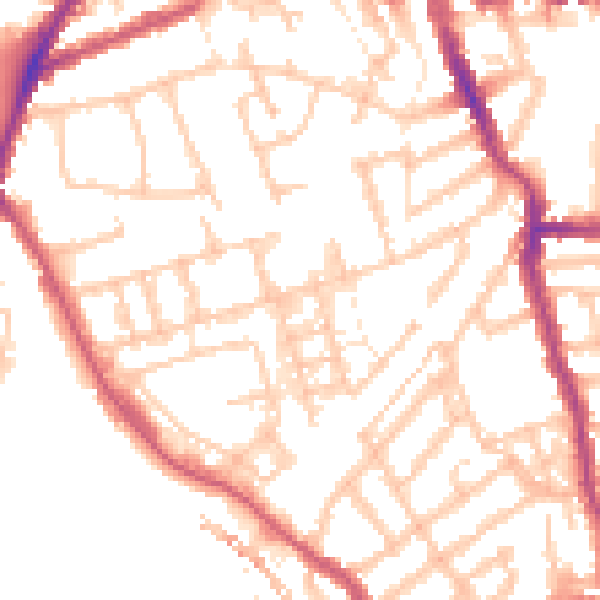Daytime road noise heatmap for W3 8FA