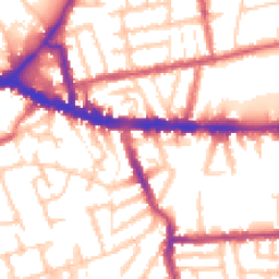Daytime road noise heatmap for W3 8NW