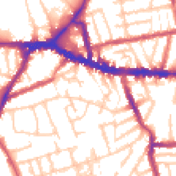 Daytime road noise heatmap for W3 8QW