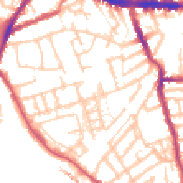 Daytime road noise heatmap for W3 8YG