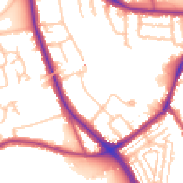 Daytime road noise heatmap for W3 9AD