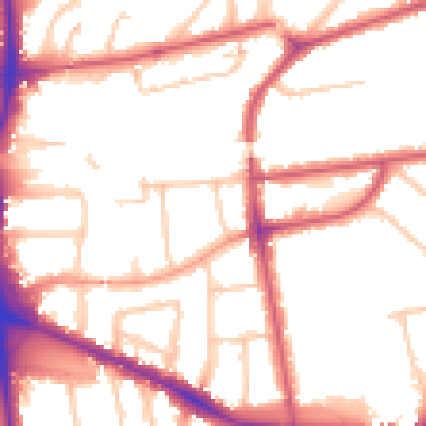 Daytime road noise heatmap for W3 9PT