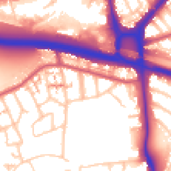 Daytime road noise heatmap for W5 1AA