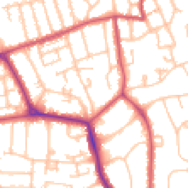 Daytime road noise heatmap for W5 1AD