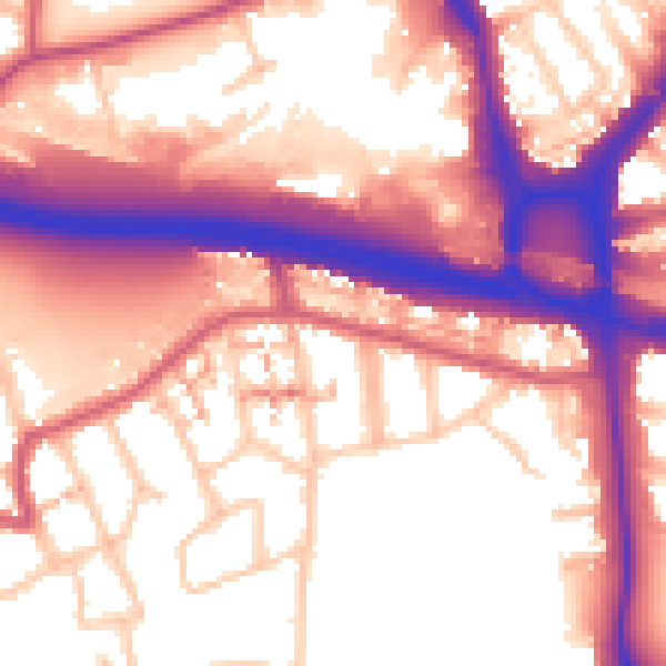 Daytime road noise heatmap for W5 1AE