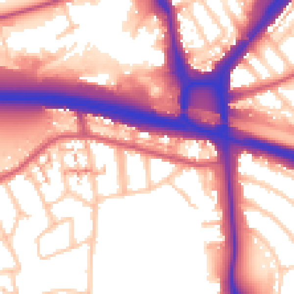 Daytime road noise heatmap for W5 1AL