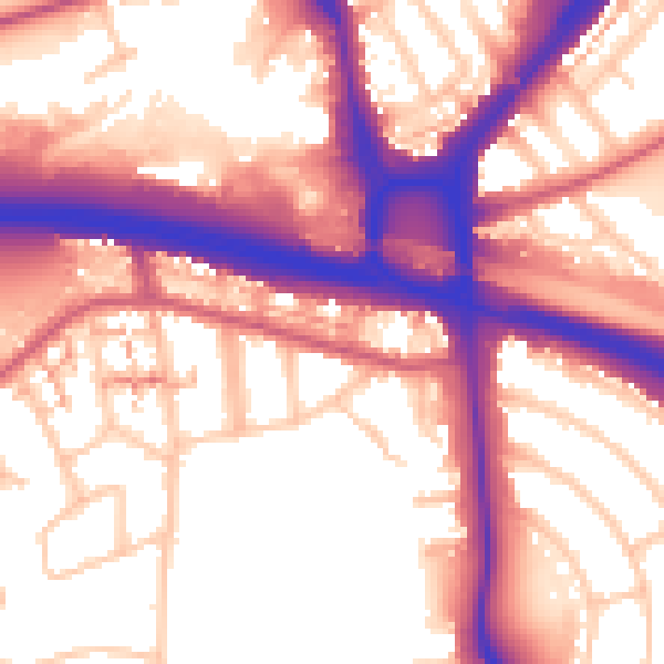 Daytime road noise heatmap for W5 1AN