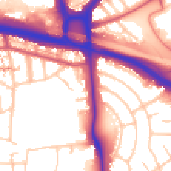 Daytime road noise heatmap for W5 1AS