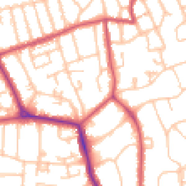 Daytime road noise heatmap for W5 1AU