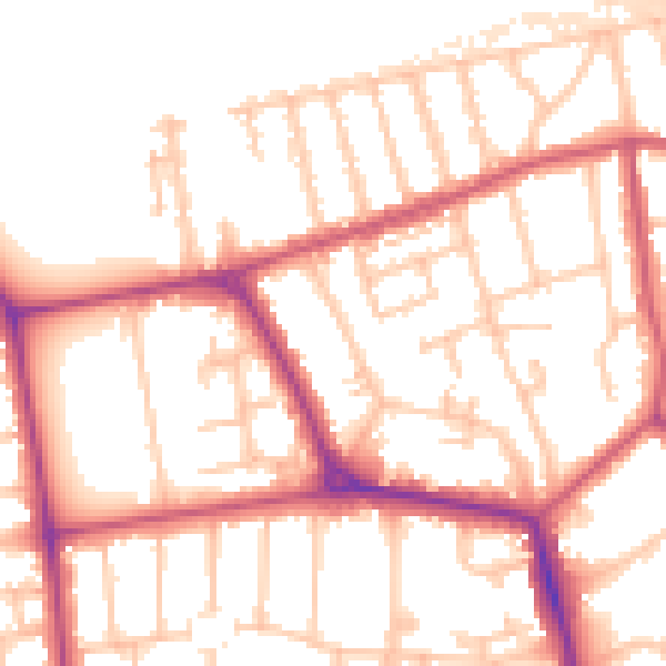 Daytime road noise heatmap for W5 1DA