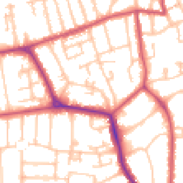 Daytime road noise heatmap for W5 1DD