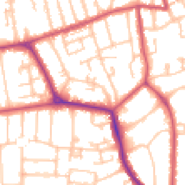 Daytime road noise heatmap for W5 1DE