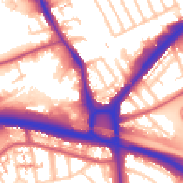 Daytime road noise heatmap for W5 1DY