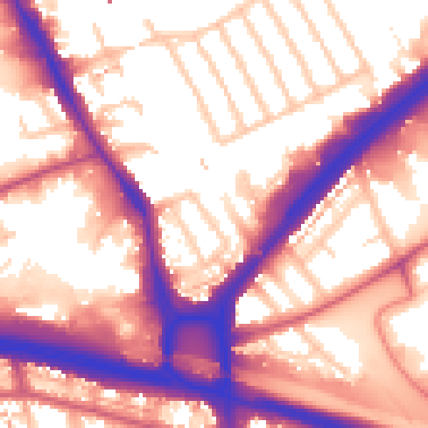 Daytime road noise heatmap for W5 1DZ