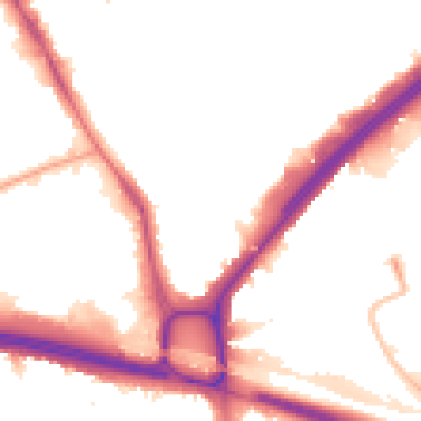 Night-time road noise heatmap for W5 1DZ