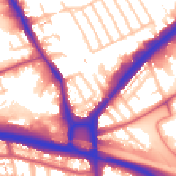 Daytime road noise heatmap for W5 1EA