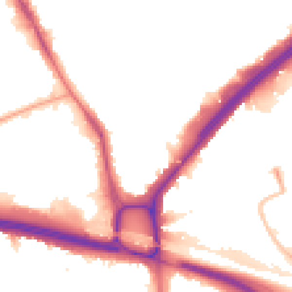 Night-time road noise heatmap for W5 1EA