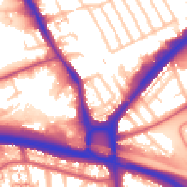Daytime road noise heatmap for W5 1ED