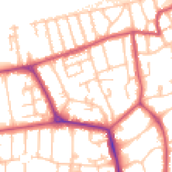 Daytime road noise heatmap for W5 1TS