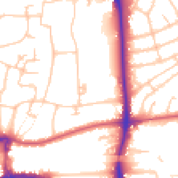 Daytime road noise heatmap for W5 2JD