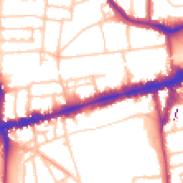 Daytime road noise heatmap for W5 2TA