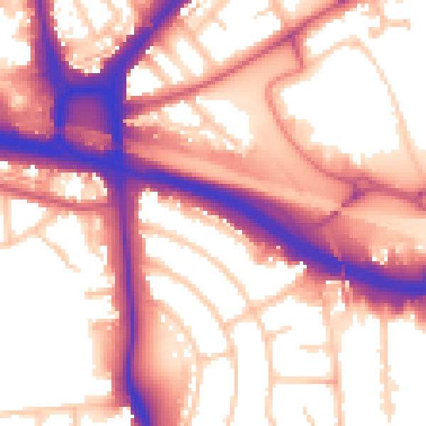 Daytime road noise heatmap for W5 3BH