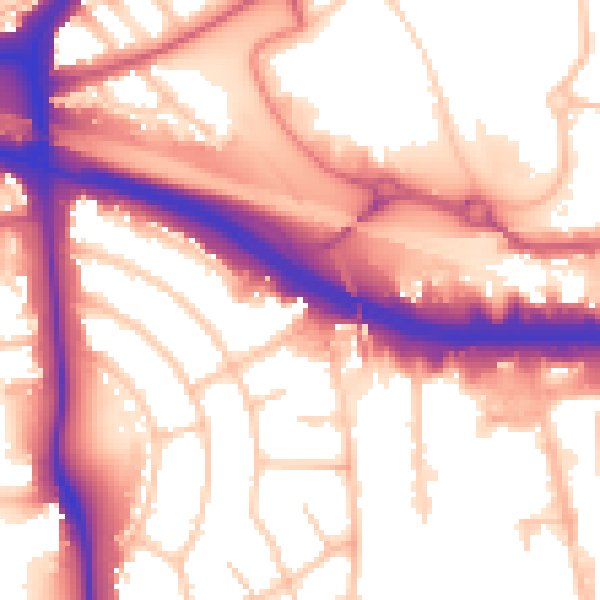 Daytime road noise heatmap for W5 3BQ