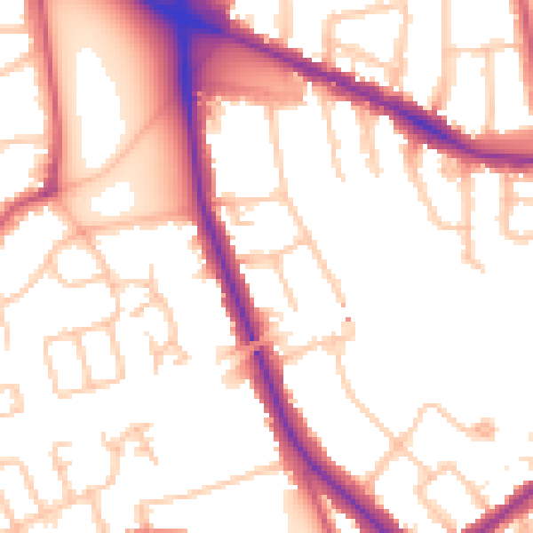 Daytime road noise heatmap for W5 3QG
