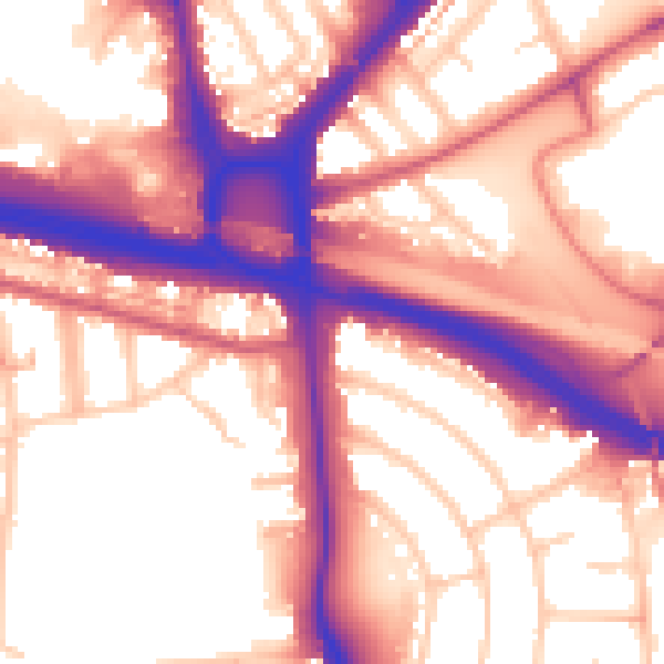 Daytime road noise heatmap for W5 3QS