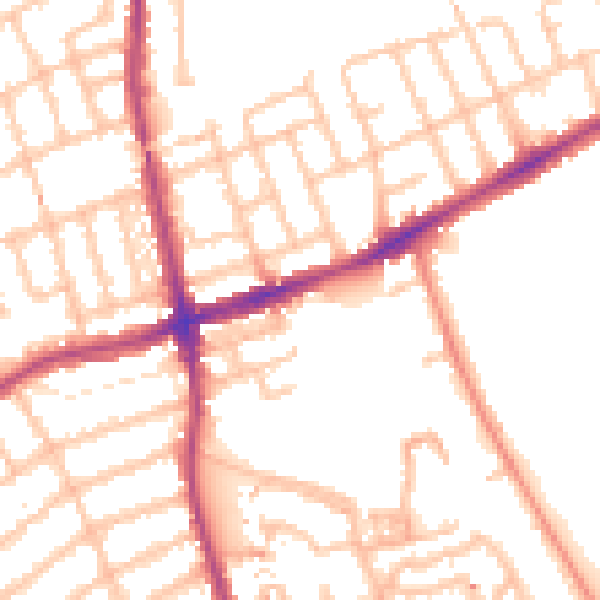 Daytime road noise heatmap for W5 4BZ