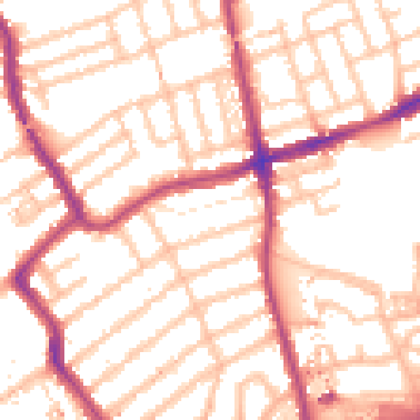Daytime road noise heatmap for W5 4EP