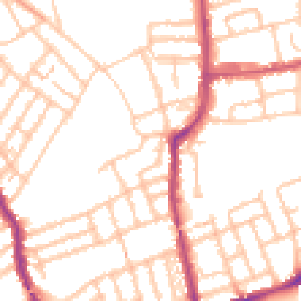 Daytime road noise heatmap for W5 4HW