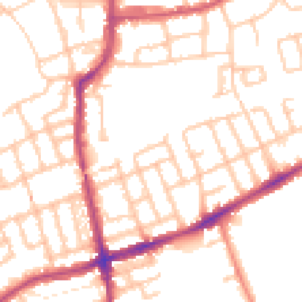 Daytime road noise heatmap for W5 4JT