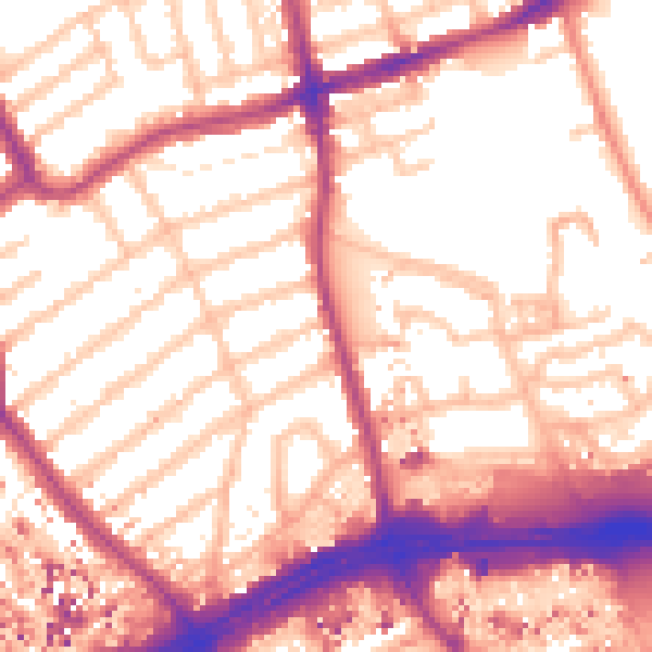 Daytime road noise heatmap for W5 4RP