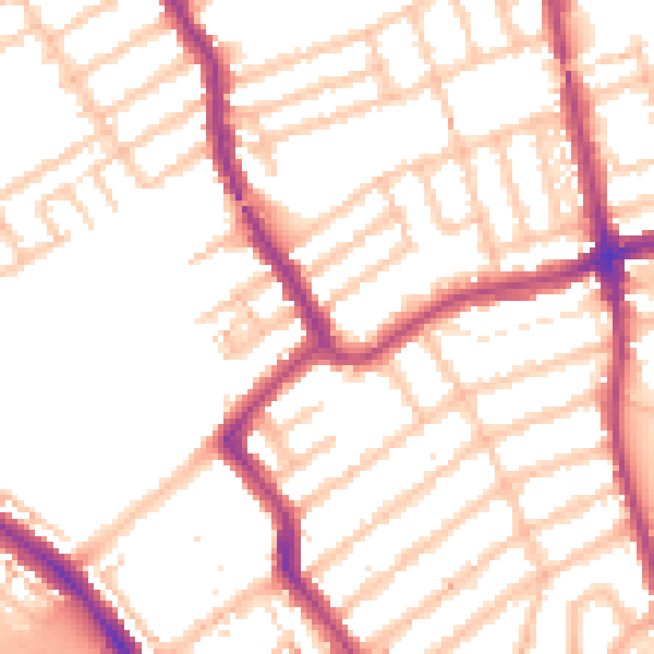 Daytime road noise heatmap for W5 4XB