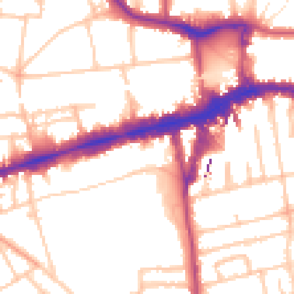 Daytime road noise heatmap for W5 5BT